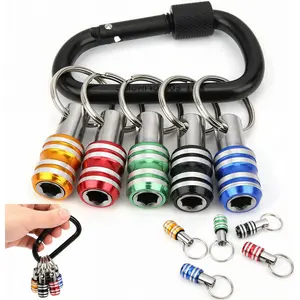 5pcs 1/4 Inch Hex Shank Bit Holder, Screwdriver Adapter, Keychain Drill Bit Extender, Portable Handheld Bit Holder, Universal Tool Kit, Multifunctional Screwdriver, Hex Screwdriver Bits