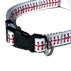 Baseball Stitch Dog Collar