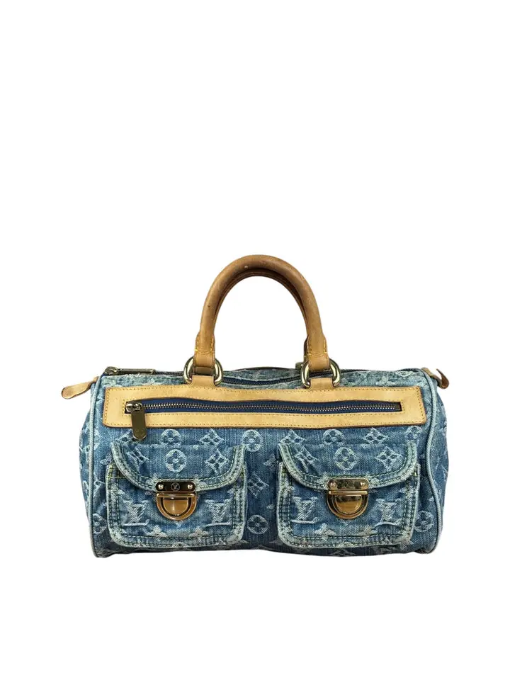 Pre-owned Louis Vuitton Leather Shoulder bags Vintage Denim Trim Monogram Neo Speedy 30