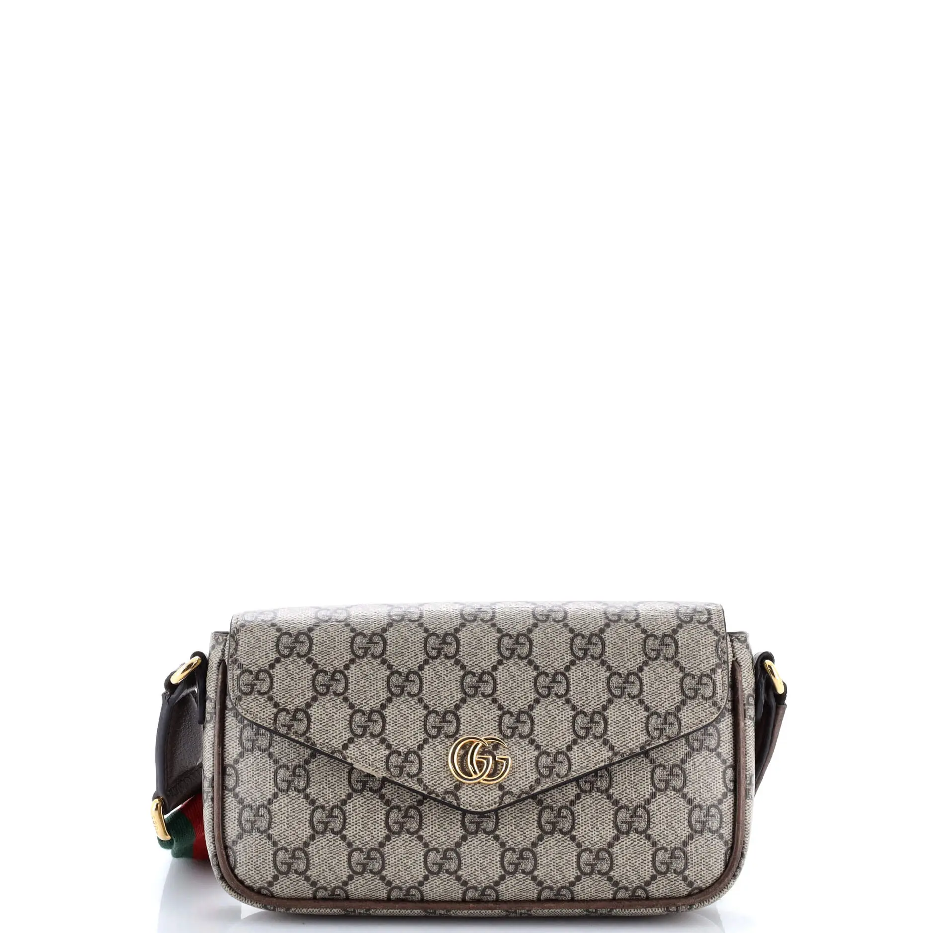Pre-owned GUCCI Canvas Coated Shoulder Bags Ophidia Envelope Flap Shoulder Bag GG Coated Canvas Mini by Rebag