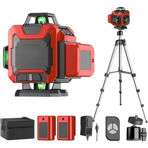 Laser Level with Tripod, Self Leveling Laser Level 4x360°, Green Line Laser 4D Laser Leveler Tool with 2Pcs Lithium Batteries for Picture Hanging, Tile, Home Renovation, Indoor