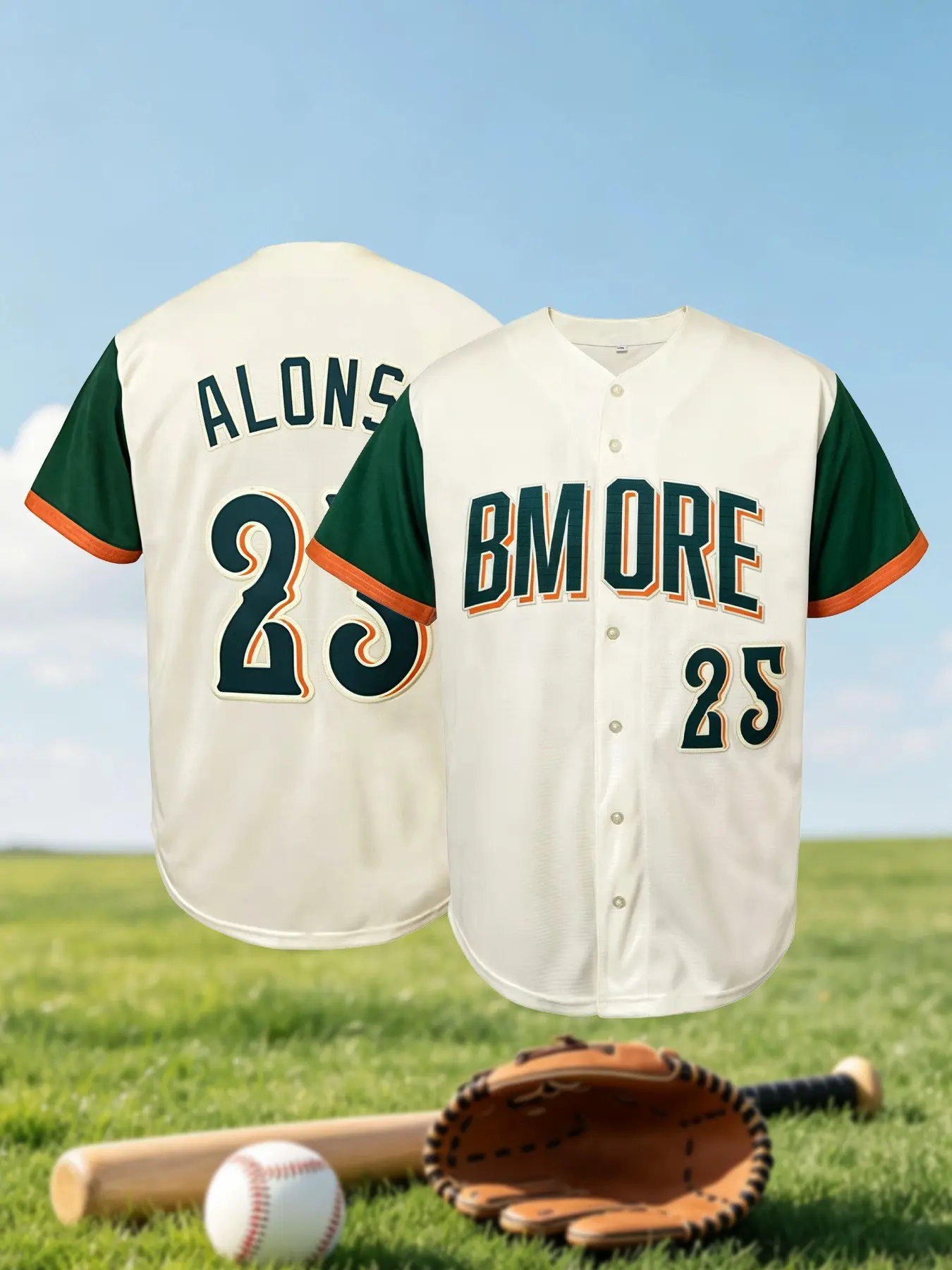 Baltimore City Style Embroidered Casual Sporty Top Baseball Jersey Unisex Short Sleeve Button Down Sportswear Athletic Tops Streetwear Tops