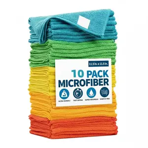 10-Pack Multi-Color Thick Non-Stick Dish Cloth Super Absorbent Microfiber Kitchen Cleaning Towel Oil-Resistant Cleaning Cloth