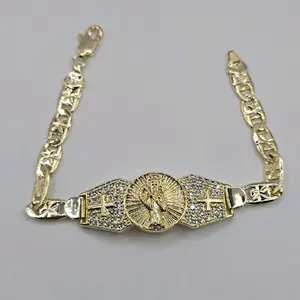 LA Santa Muerte/The Grim Reaper Multi-Stones Gold-Plated Bracelet
