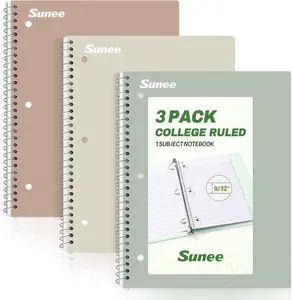 SUNEE Spiral Notebooks, 1-Subject, 5 Pack, College Ruled Paper, 8" x 10-1/2", 70 Sheets per Notebook,3-Hole Punched Paper, Pink,Purple, Blue, Green, Yellow Spiral Lined Notebooks for School,Work