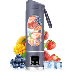 Portable Personal Electric USB Juicer,500ML Mini Blender Portable Blender For Shakes and Smoothies juice,12   for Mixing,Compact?Convenient and Versatile (Purple)