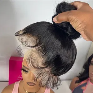 360 Straight Transparent Lace Frontal Human Hair Wigs For Black Women Pre Plucked Body Wave Lace Front Wig Natural Hairline 180% Density Bleach Knots FallFreshness WeeklyDeals