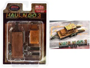 "Haul N Go 3" 4 piece Set (1 Flatbed Trailer, 1 Abandoned Car, 2 Ramps) Ltd Ed for 1/64 scale models by American Diorama