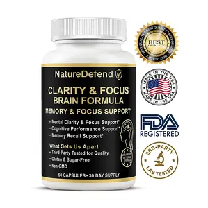 NatureDefend Clarity & Focus Brain Formula - Memory & Focus Support with Bacopa Monnieri Ginkgo Biloba & Phosphatidylserine - 60 Capsules - Made in USA - FDA Registered GMP Certified - Fitness Supplement