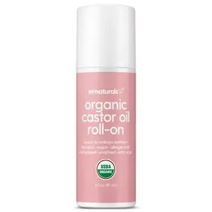 M3 Organic Cold Pressed Castor Oil Roll-On Nourishing Treatment| Hexane-Free, USDA Organic Idea for Hair, Skin & Brows | Mess-Free Applicator, 3 fl 0z (89 mL)
