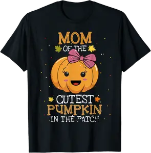 Mom Of The Cutest Pumpkin In The Patch Halloween Womens T-Shirt - Logantre Shop 97B0CJ8C7PBS