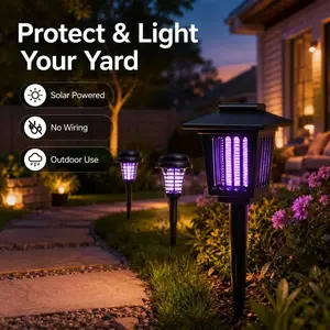 Solar Mosquito Zapper Light – Outdoor Garden Stake Lamp, UV Insect Killer, Solar Powered, Dual Mode (Mosquito Control + Pathway Lighting), Weather Resistant, Easy Setup, Small & Large Round + Square Options
