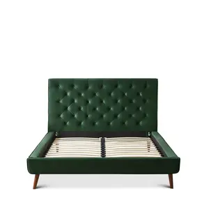 Ashley Queen Emerald Green Velvet Platform Bed