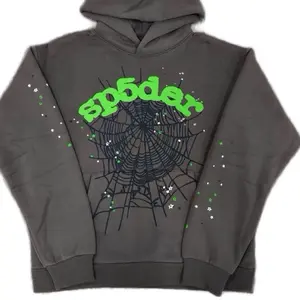 Sp5der Grey Green OG Web Streetwear Casual Trendy Pullover Long Sleeve Hoodie Unisex Mens Brand New
