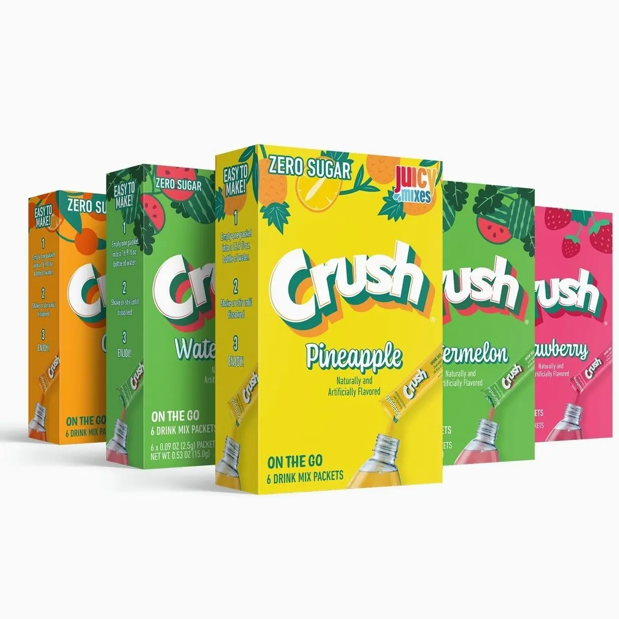 Crush- Powder Drink Mix - Sugar Free & Delicious (Summer Variety, 30 Sticks)
