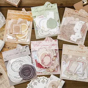 Vintage Scrapbooking Sticker, 100 Sheets/bag Scrapbooking Material Paper, DIY Decorative Sticker for Scrapbooking & Journal Making