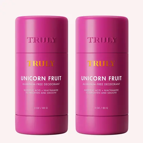 2-Pack Unicorn Fruit Brightening and Smoothing Deodorant – Aluminum-Free, Fights Odor-Causing Bacteria with Papaya Enzymes & Mango Butter – Helps Fade Dark Underarm Discoloration – Removes Impurities & Dead Skin – Sweet Cotton Candy Scent