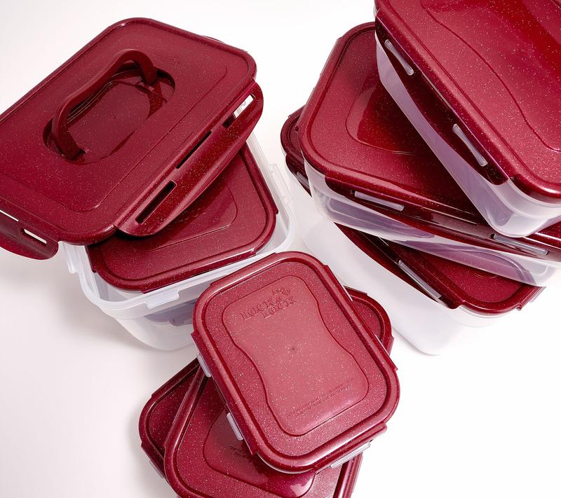 LocknLock 12-Pc Nestable Rectangle Storage Set w/ (2) Handle Lids