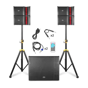 LOTAWAY SQ-2.1 4000W Active Powered Line Array Speakers Bluetooth Wireless PA Speaker System with 3 Channel Mixer Outdoor Indoor DJ Speakers with 18 inch Subwoofer for Party,Events,Speech,Wedding,Gigs