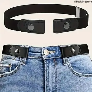 Traceless Invisible Elastic Belt, Unisex No-Buckle Stretch Waist Belt, Comfortable Adjustable Fit for Jeans Pants, Fits All Waist Sizes