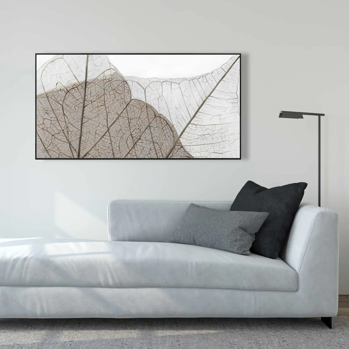 Begin Home Decor C1FC2448BMI5QF Floral Brown Framed Canvas Artwork - 24x48 in. Translucent Dried Leaves Flower Nature Artistic Decoration, Home Decor Wall Art