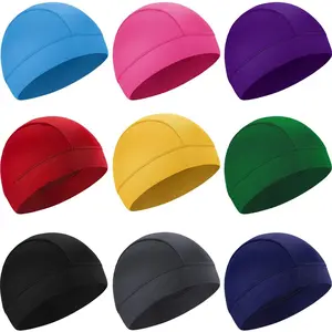 9 Pieces Cooling Skull Caps Helmet Liner Sweat Beanie Cap Wicking Cycling Running Hat for Men and Women Sports