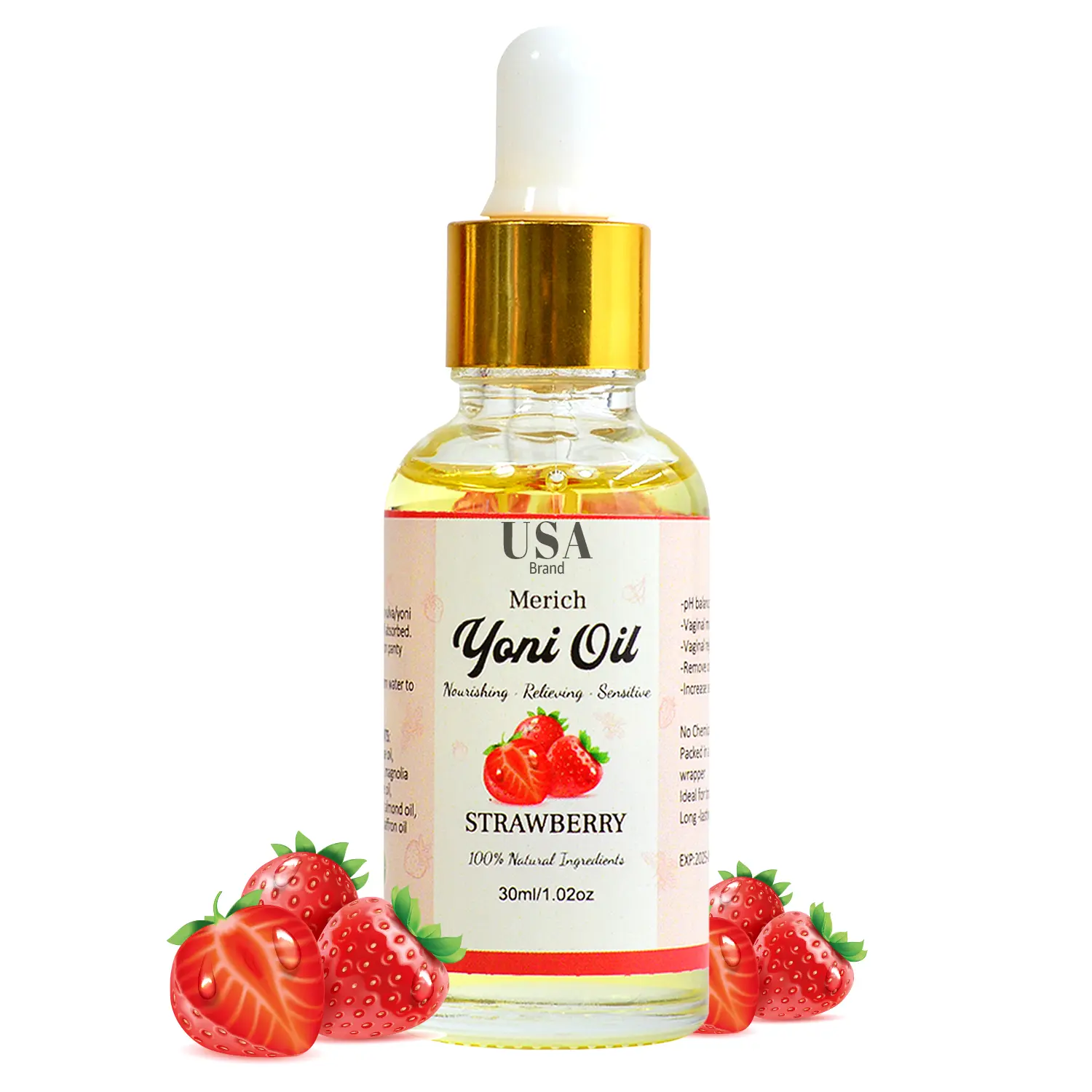 ANGELYCIA Natural Yoni Oil Strawberry, Restores pH Balance for Women Body Care Herbal body  oil Organic Body Firming Oil Blend