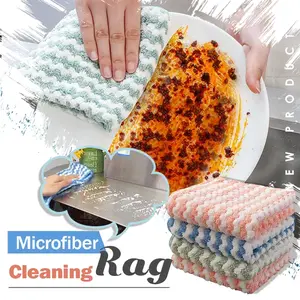 Coral Fleece Kitchen Cleaning Cloths, Super Absorbent Microfiber Dish Towels, Reusable Dry & Wet Wipes for Home Cleaning