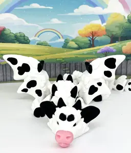 Cow Dragon 3D Printed Articulated Cow Dragon by Cinderwing Adorable Poseable Fantasy Collectible Figurine 20 Inches Fidget ADHD Autism Toy, Executive Desk Toy ACD001-W
