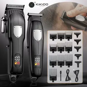 KIKIDO Pro Barber Kit – 2 Clippers, LCD Screen, 10 Combs & More! Perfect for Fades, Beards & Home Haircuts. Great Gift for Dad, Husband or Boyfriend!