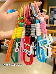 Handmade Multicolor Keychain, Backpack Decoration, Anti-Loss Keychain, Phone Accessory, Polyester Short Strap Pendant, Phone Case Keychain