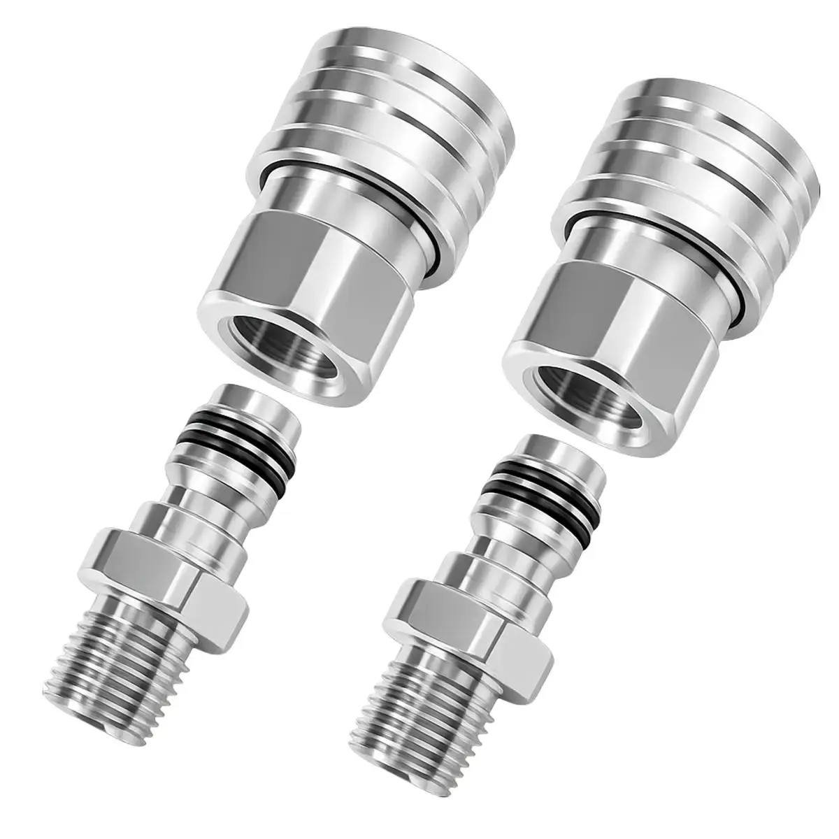 Airless Paint Sprayer Quick Connect Coupler 1/4 Inch Stainless Steel Hose to Machine Connector, Easy Installation, Leak Resistant and Fast Connection(2-Pack)