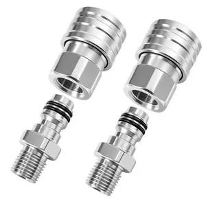 Airless Paint Sprayer Quick Connect Coupler 1/4 Inch Stainless Steel Hose to Machine Connector, Easy Installation, Leak Resistant and Fast Connection(2-Pack)