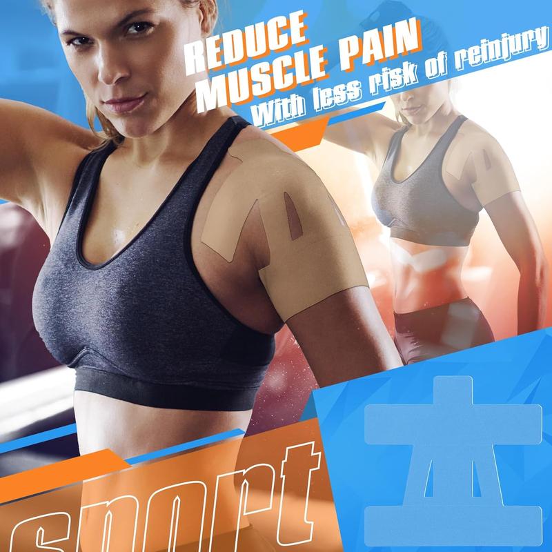 10 Count Kinesiology Tape for Shoulder Pain Relief Pre Cut Sports Waterproof Breathable Enhance Elastic Kinesiology Athletic Tape for Shoulder Support and Muscle Marathon Sports(Black)