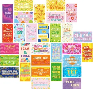 90 Pcs Inspirational Word Note Cards, Encouragement Greeting Cards for School Workplace Gifts, Mini Appreciation Business Cards for Students Teachers Kids (30 Styles,Colorful) MWOOT