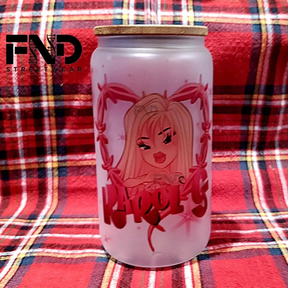 KG Doll 16 oz Glass Cup - Ideal for Drinking, Versatile Design for Various Uses - Mug, Drinkware