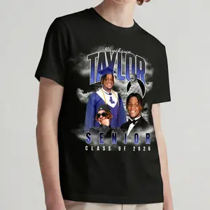 Carpesun Senior 2026 Graduation Shirt Custom Portrait T-shirt, 2026 Graduate Shirt With Custom Photo, Senior Class of 2026 Tees, Graduation Shirts,Custom 4+ Photo Graduation Tee with Personalized Name ,Grad Gift 2026 Menswear