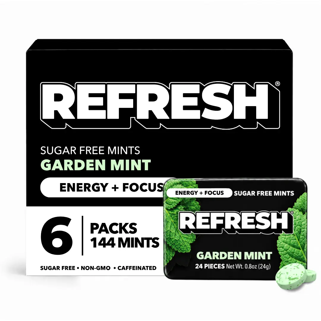 Refresh Caffeine Mints, Sugar-Free Xylitol, 6 Pack