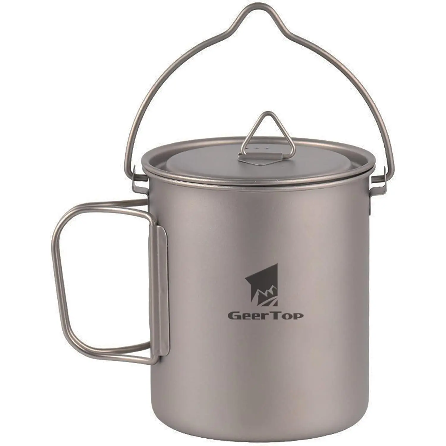 GEERTOP Portable 750ml Titanium Mug Cup Backpacking Ultralight Titanium Cookware Pot with Lid for Outdoor Camping Hiking Hunting 25 Fl Oz