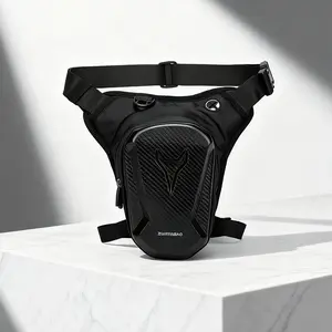 Waterproof Motorcycle Leg Bag with Earphone Port, Adjustable Shoulder Strap, Dual Zipper Pockets, Eva Outdoor Riding Waist Pack