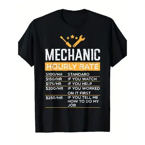 merch shirt for men Funny Mechanic Hourly Rate Joke T-Shirt for Men & Women - Humorous Automotive Repair Graphic Tee with $100-$250/hr Pay Scale Design, Casual Short Sleeve Round Neck Shirt for Auto Mechanics, Mechanics, Car Enthusiasts - Comfortable Casu
