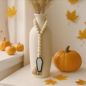 1Pc, Halloween wooden beads, coffin pendants, Halloween party wall hangings, haunted house decorations, holiday mantel/door/wall decorations