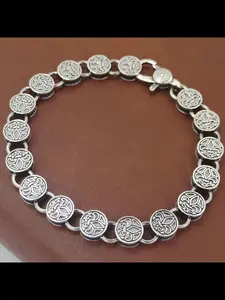 New Navy Style Round Anchor Hand Bracelet, Unisex Casual Ethnic Pattern, Copper Material, Handmade Couple Bracelet, All Seasons