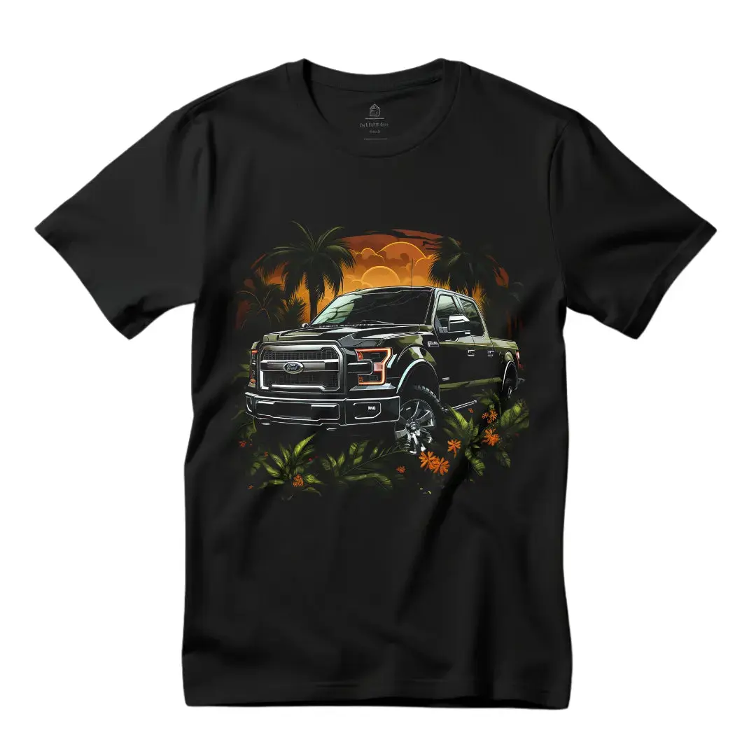 Black Threadz Men's Ford F-150 Graphic Tee, Menswear Short-Sleeve Crew Neck Tshirt, Casual Top for Rugged Streetwear & Outdoor Style