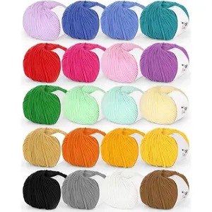 20 Skeins Cotton Yarn for Crocheting-55% Cotton 45% Acrylic-4 Medium (Worsted)-Super Soft Milk Cotton Yarn-Great Crochet and Knitting Starter Kit for Colorful Craft