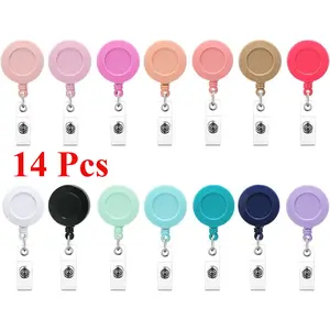 14 Pcs 24'' Retractable Badge Reel, Mixed Random Solid Color Nurse ID Badge Holder with 360° Swivel Alligator Clip
