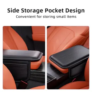 Universal Car Center Console Armrest Pad Soft Memory Sponge PU Leather Elbow Rest Cushion With Side Pocket Anti-Scratch Car Interior Protector  Pressure Relieve Car Armrest Support Pad Easy Clean Waterproof Leather Armrest Cover Non Slip For All Vehicles