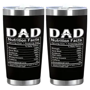 Dad Humor Design "DAD Nutrition Facts" Design 20oz Funny Dad Tumbler, Stainless Steel Cup, Thermos Cup with Lid, Reusable Drinking Cup, Water Bottle, Insulated Flask, Insulated Travel Drinkware, Stainless Steel Tumbler for Iced Coffee, Cold Drinks