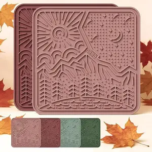 OHMO Lick Mat for Dogs and Cats Large(2 Pack) Nature Design Easy to Clean Pet Slow Feeder with Suction Cups, for Anxiety Relief and Boredom Reduction(Mars+Coral)