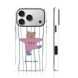 Pajmos Bear Doodle Design Phone Protector Full Body Protection for iPhone 17 Pro Max/16 Pro Max /15Pro Max 15/14/13/12 & Samsung S26 /S25Ultra Trendy Personalized Phone Case